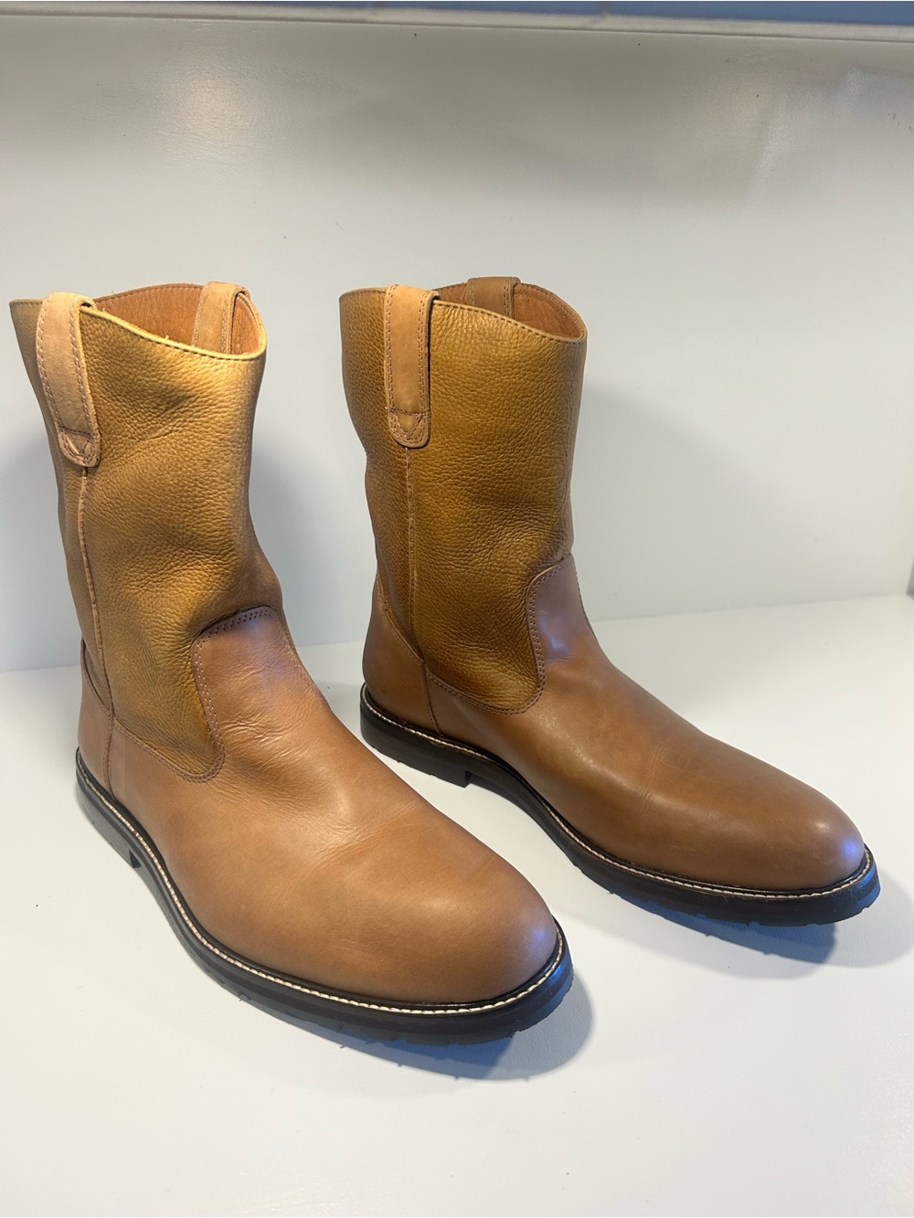 Onward Reserve Men 10.5 Brown Leather Pull On Boots Vibram Sole Made In Brazil